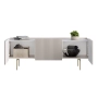 Szafka RTV Malmi 150 cm - kaszmir / crema bianca / złote nóżki